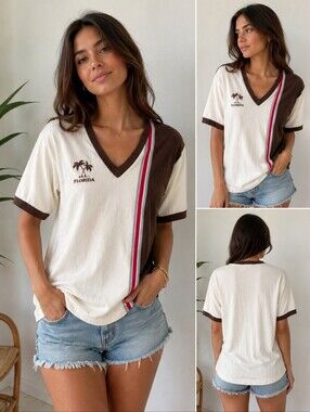 Rudman 70s Florida Tee Cream Brown Unisex Large